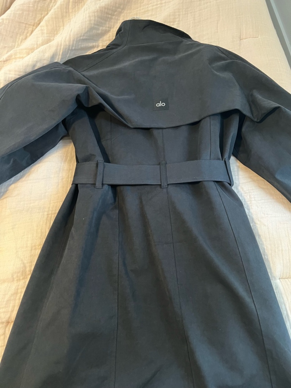 ALO Yoga Black Long Sleeve Trench Dress with Belt